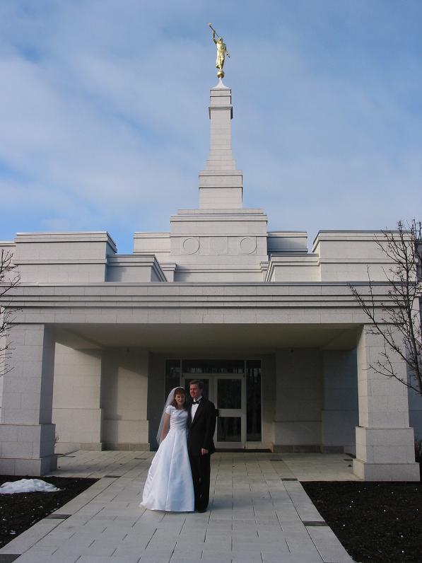 Posing in front of the temple